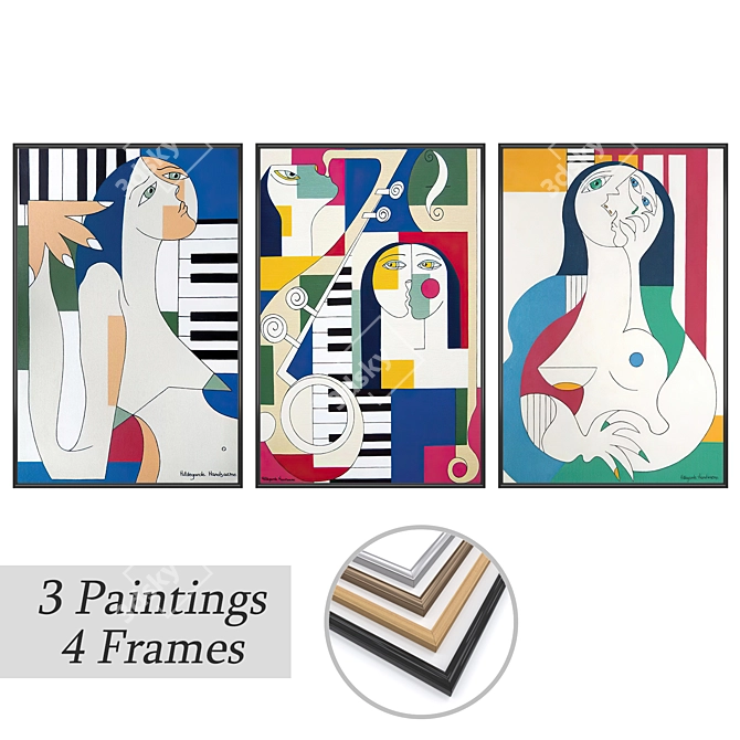 Versatile Set of Wall Paintings 3D model image 1