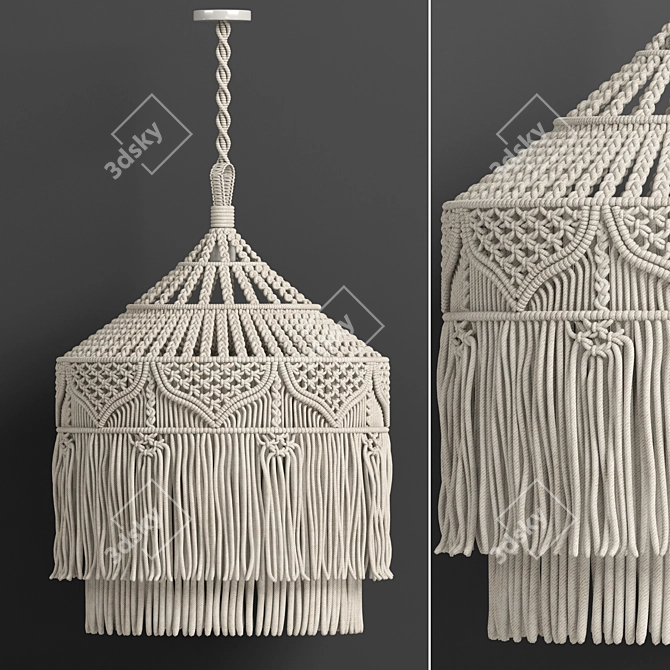 Boho-inspired Macrame Chandelier 3D model image 1