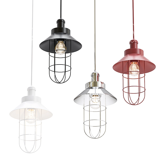 Rustic Cage Pendant Light 3D model image 1