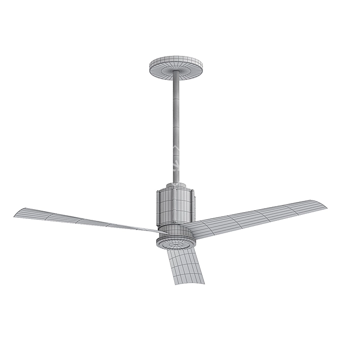 Sleek Black Gear LED Fan 3D model image 2