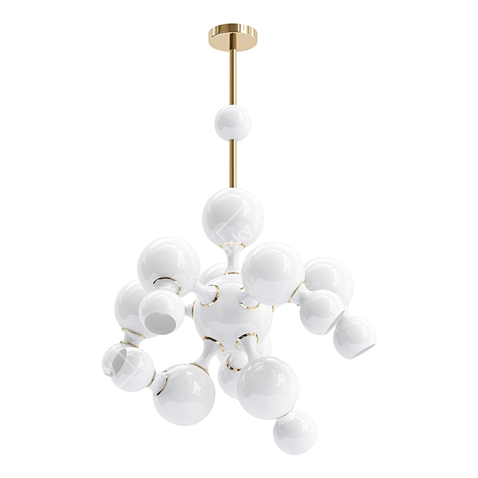 Atomic Suspension White Chandelier 3D model image 1