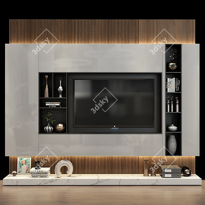 Sleek TV Storage Solution 3D model image 1