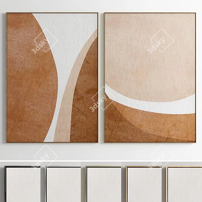 Modern Minimal Abstract Photo Frame Set 3D model image 1