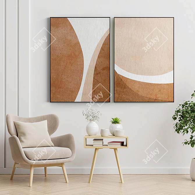 Modern Minimal Abstract Photo Frame Set 3D model image 2