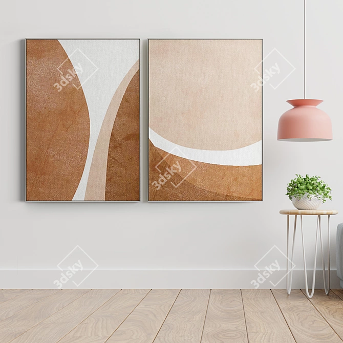 Modern Minimal Abstract Photo Frame Set 3D model image 3