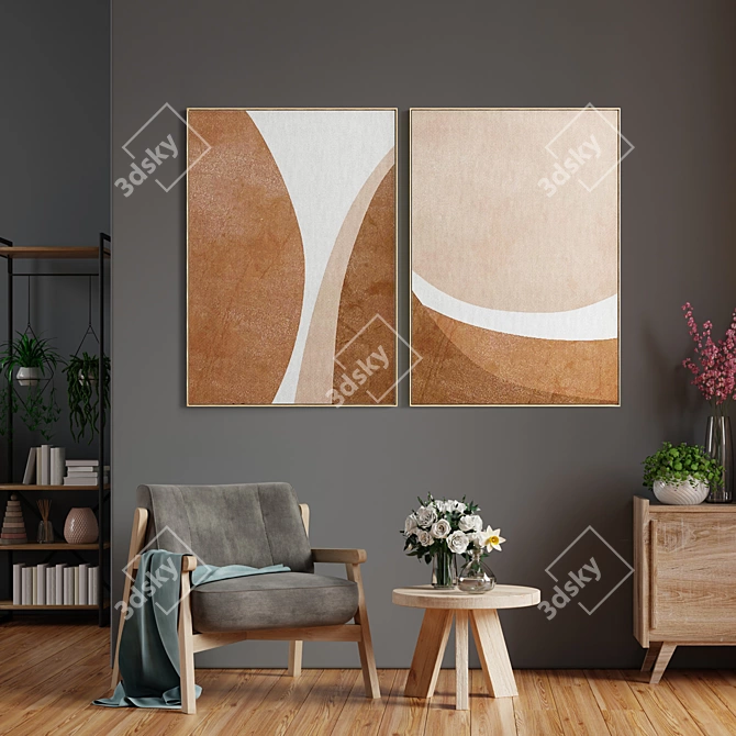 Modern Minimal Abstract Photo Frame Set 3D model image 4