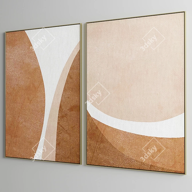 Modern Minimal Abstract Photo Frame Set 3D model image 5