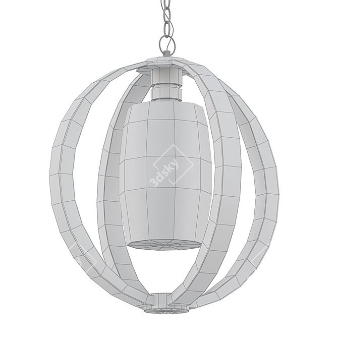 Aged Iron Lantern with Frosted Glass 3D model image 2
