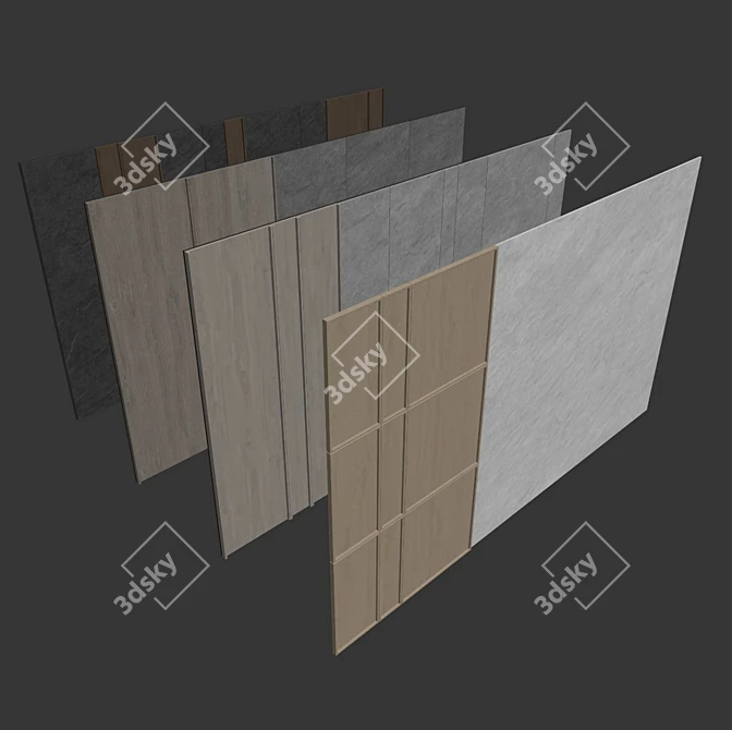 Decorative Stone Wall Panel Set 3D model image 6