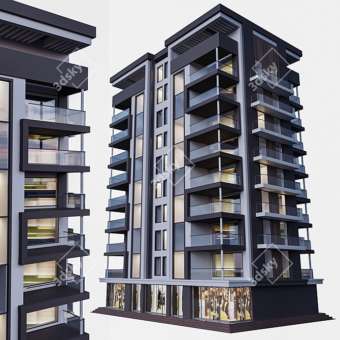 Modern Corona Redner Building Design 3D model image 1