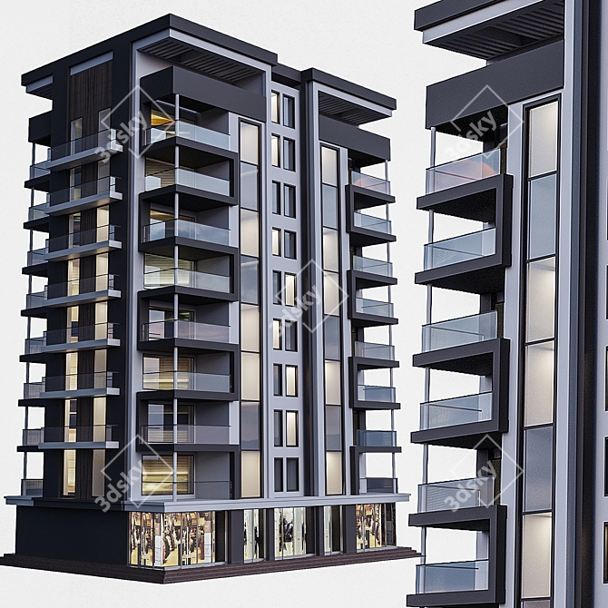 Modern Corona Redner Building Design 3D model image 2