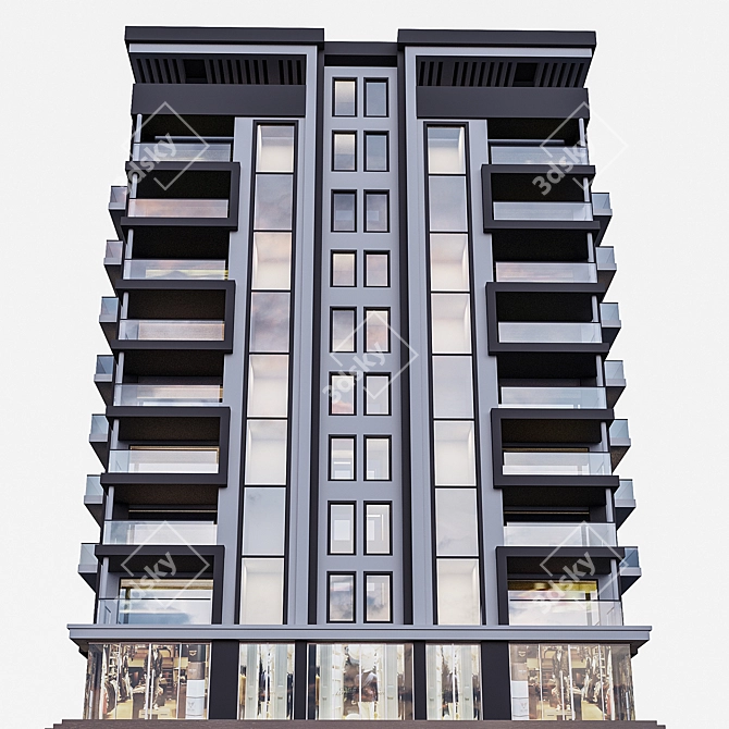 Modern Corona Redner Building Design 3D model image 3