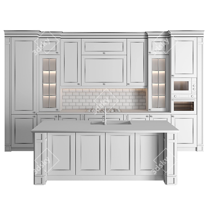 Classic Kitchen: Modular Design, High-Quality Renders 3D model image 5