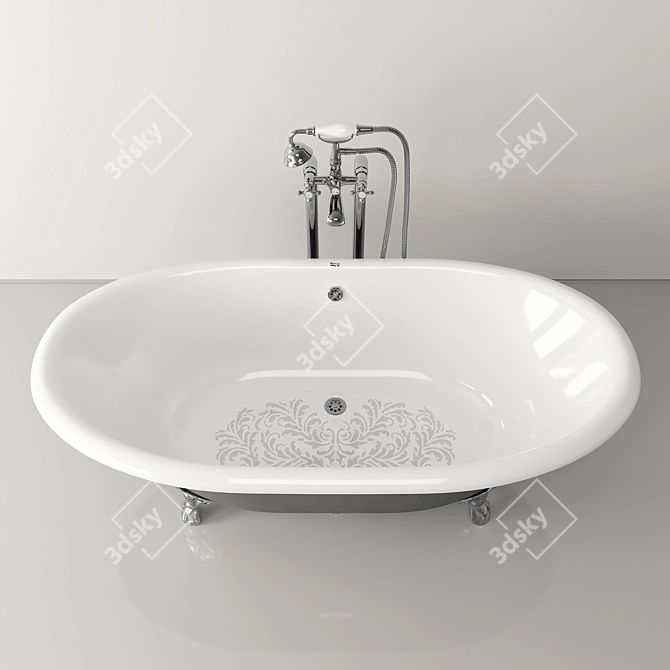 Roca Newcast Classic Bathtub & Carmen Mixer 3D model image 3