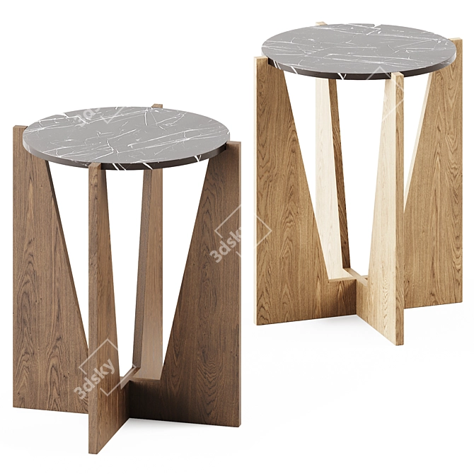 Sleek Black Marble End Table 3D model image 1