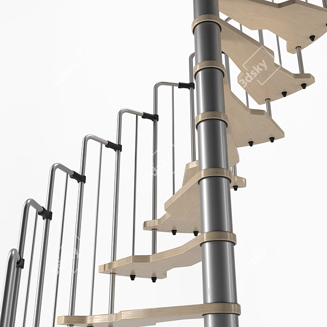 Sleek Metallica Spiral Staircase 3D model image 2