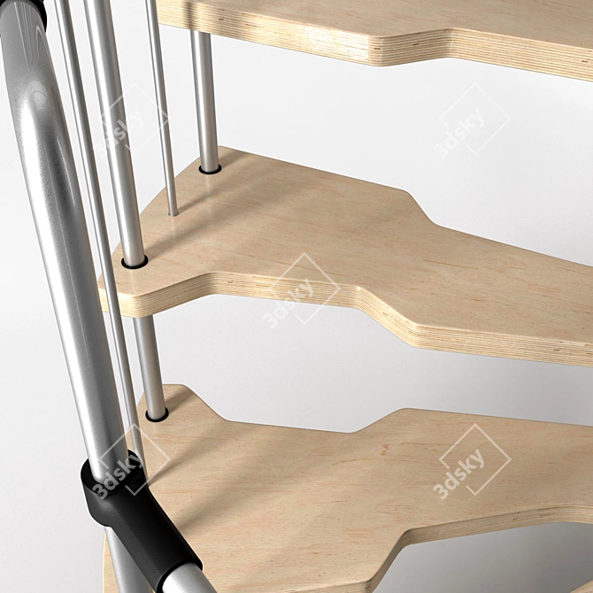 Sleek Metallica Spiral Staircase 3D model image 4