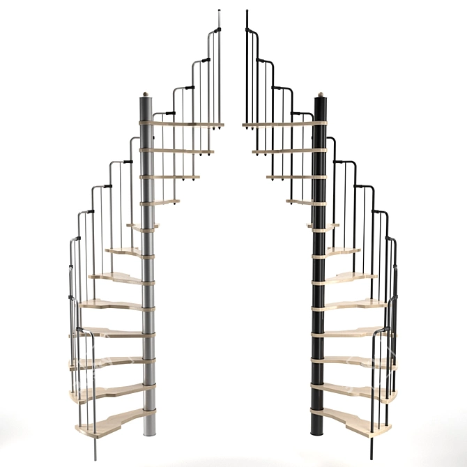 Sleek Metallica Spiral Staircase 3D model image 8
