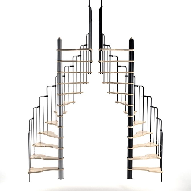 Sleek Metallica Spiral Staircase 3D model image 9