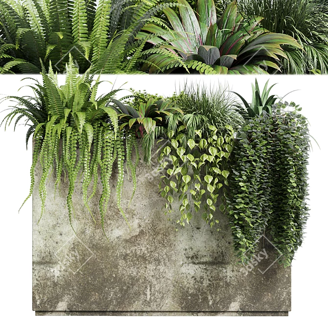 Dirty Concrete Vase Stand: Outdoor & Indoor Plant Collection 3D model image 2