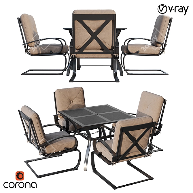 Cedar Creek Outdoor Lounge Set 3D model image 1