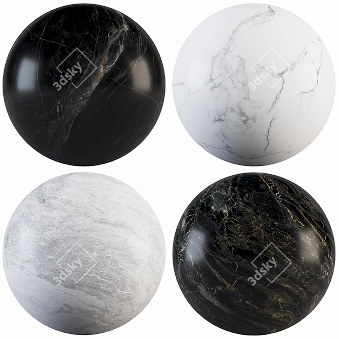 Marble Collection: Gray, White, Black 3D model image 1
