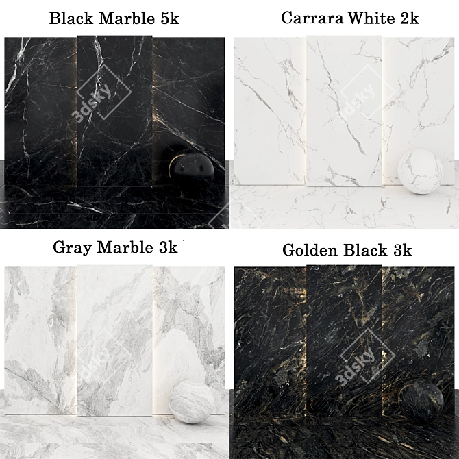 Marble Collection: Gray, White, Black 3D model image 2