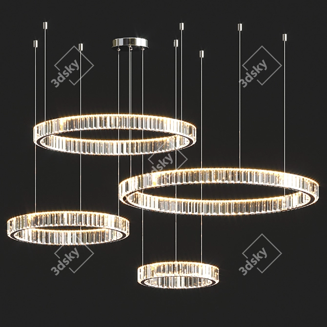 Modern Duplex LED Ring Chandelier 3D model image 1