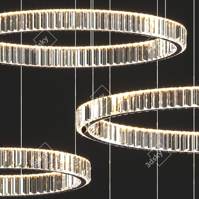 Modern Duplex LED Ring Chandelier 3D model image 2