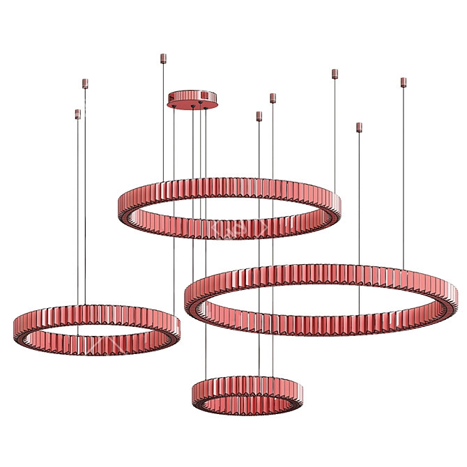 Modern Duplex LED Ring Chandelier 3D model image 3