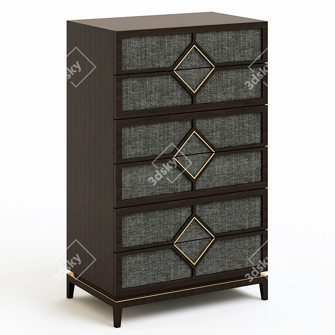 Frato Diamond Tallboy Drawer: Sleek and Spacious Storage. 3D model image 2