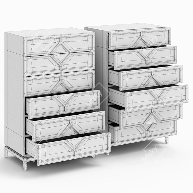 Frato Diamond Tallboy Drawer: Sleek and Spacious Storage. 3D model image 4