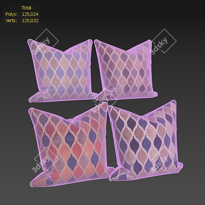 Elegant Pillow Set 613 3D model image 3