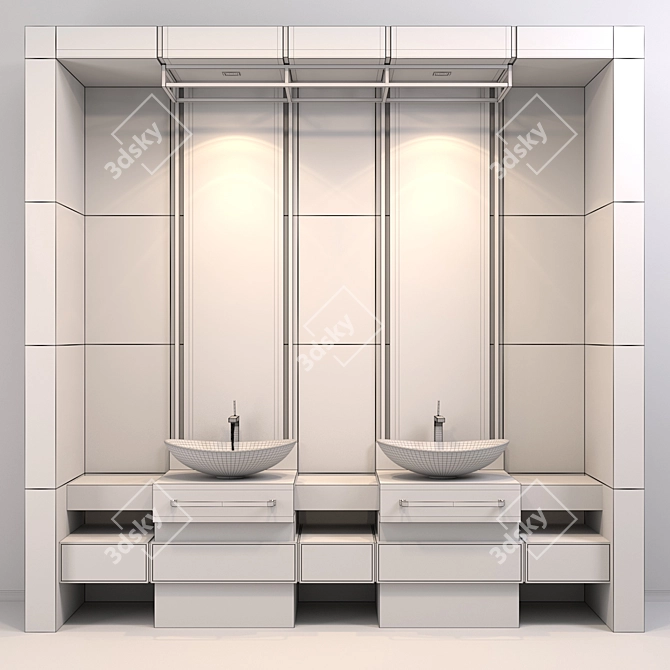 Modern Bathroom Furniture Set 3D model image 5