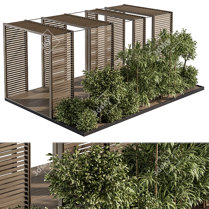 Elegant Outdoor Pergola Set 3D model image 1