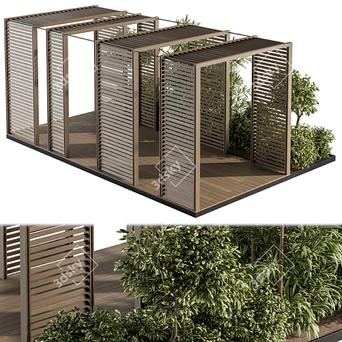 Elegant Outdoor Pergola Set 3D model image 2