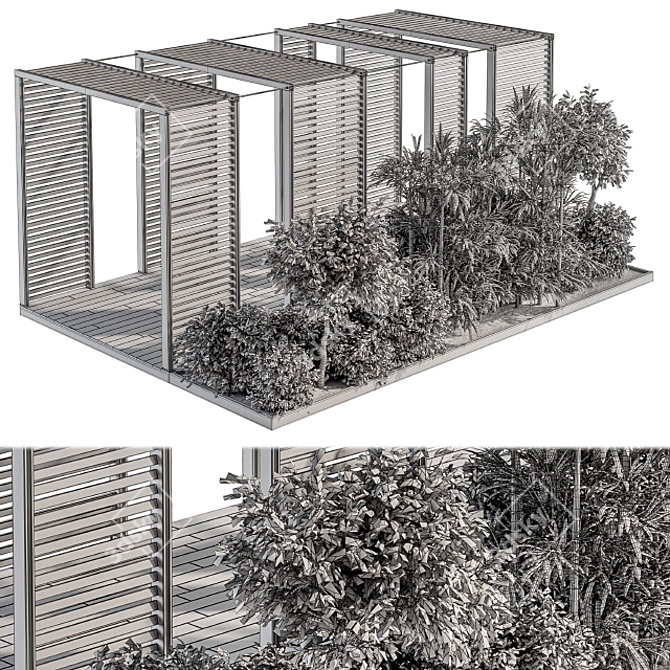 Elegant Outdoor Pergola Set 3D model image 6