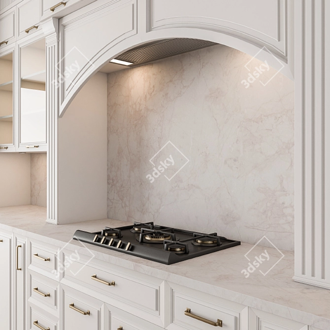 Elegant White Kitchen Set - 47 Pieces 3D model image 2