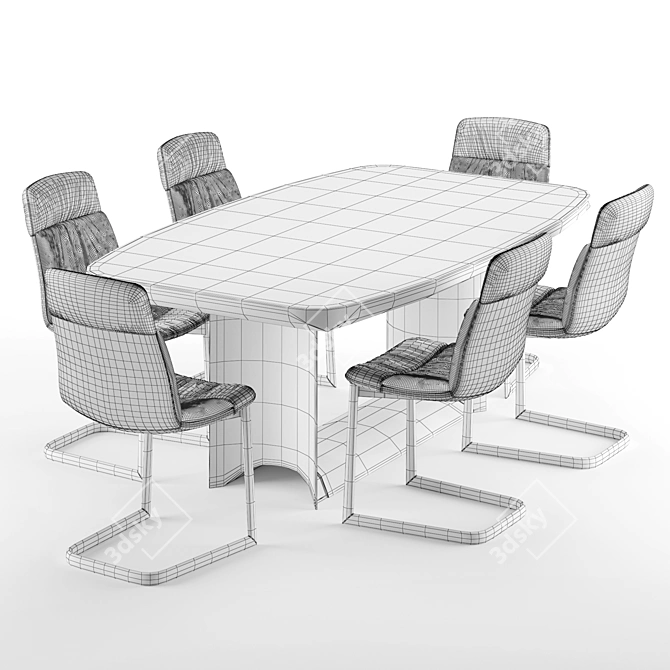 Elegant CATTELAN Ceramic Table Set 3D model image 3