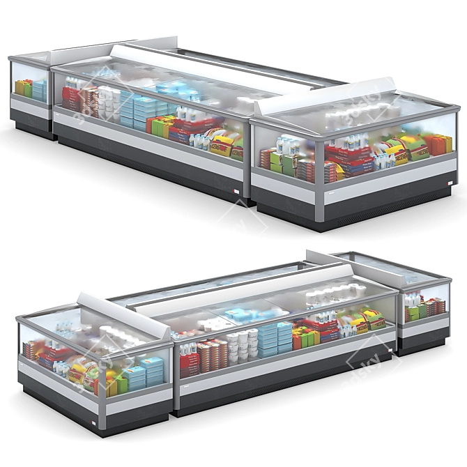 Refrigerated Display Cases: Premium 2120mm and 3745mm 3D model image 1