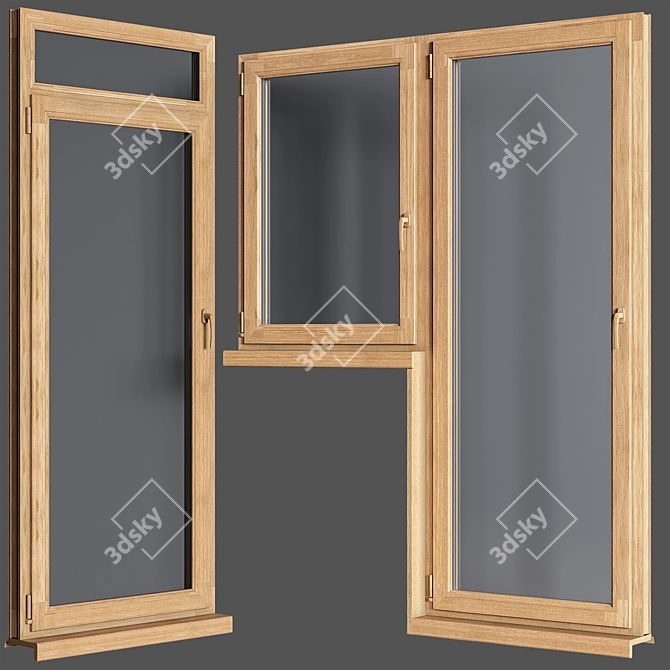 Premium Plastic Window Set: High-quality 3D Model 3D model image 5