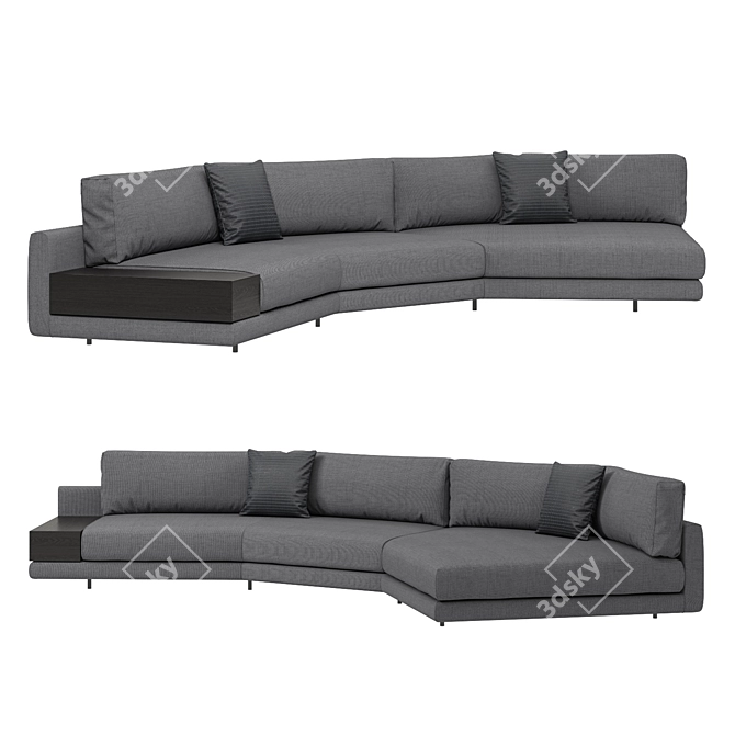 Title: MisuraEmme Argo Italian Corner Sofa with Table 3D model image 4