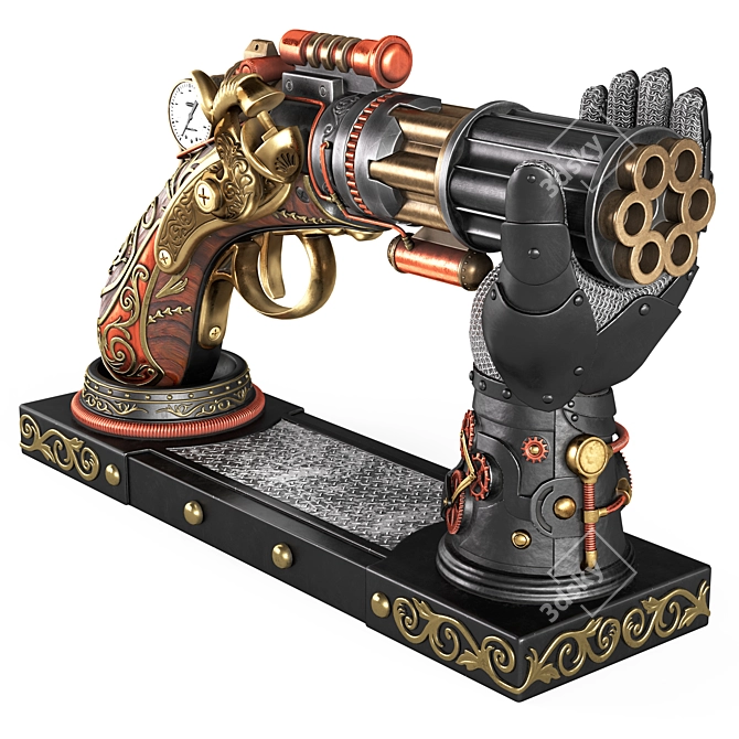 Steampunk Gun Hand Holder Replica 3D model image 3