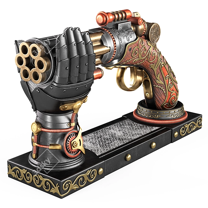 Steampunk Gun Hand Holder Replica 3D model image 5