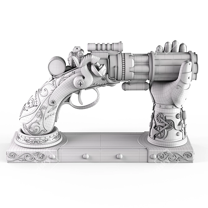 Steampunk Gun Hand Holder Replica 3D model image 9