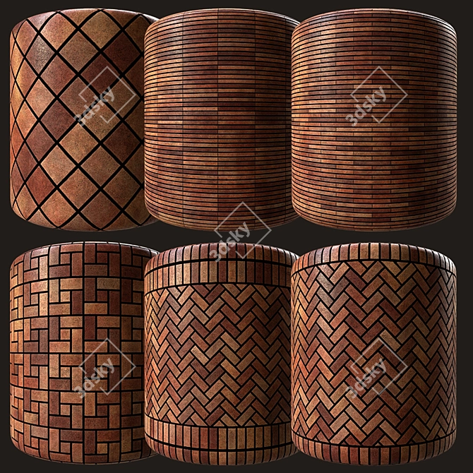 Rustic Red American Brick 03: Authentic Industrial Texture 3D model image 1