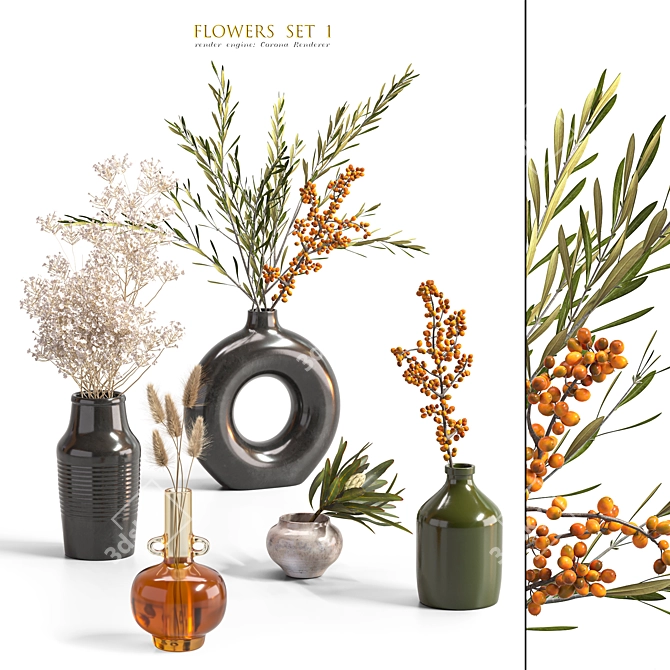 Refill Flowers Set 1: Versatile PBR-ready 3D Floral Design 3D model image 1