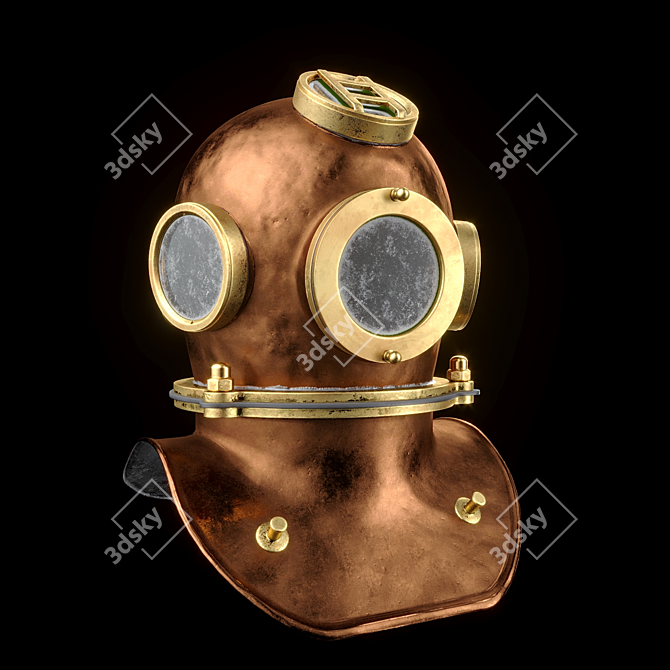 High-Poly Diving Set: Helmet, Hood, Weight, Knife 3D model image 3