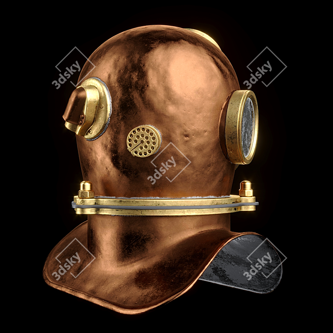 High-Poly Diving Set: Helmet, Hood, Weight, Knife 3D model image 4