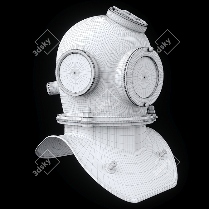 High-Poly Diving Set: Helmet, Hood, Weight, Knife 3D model image 6